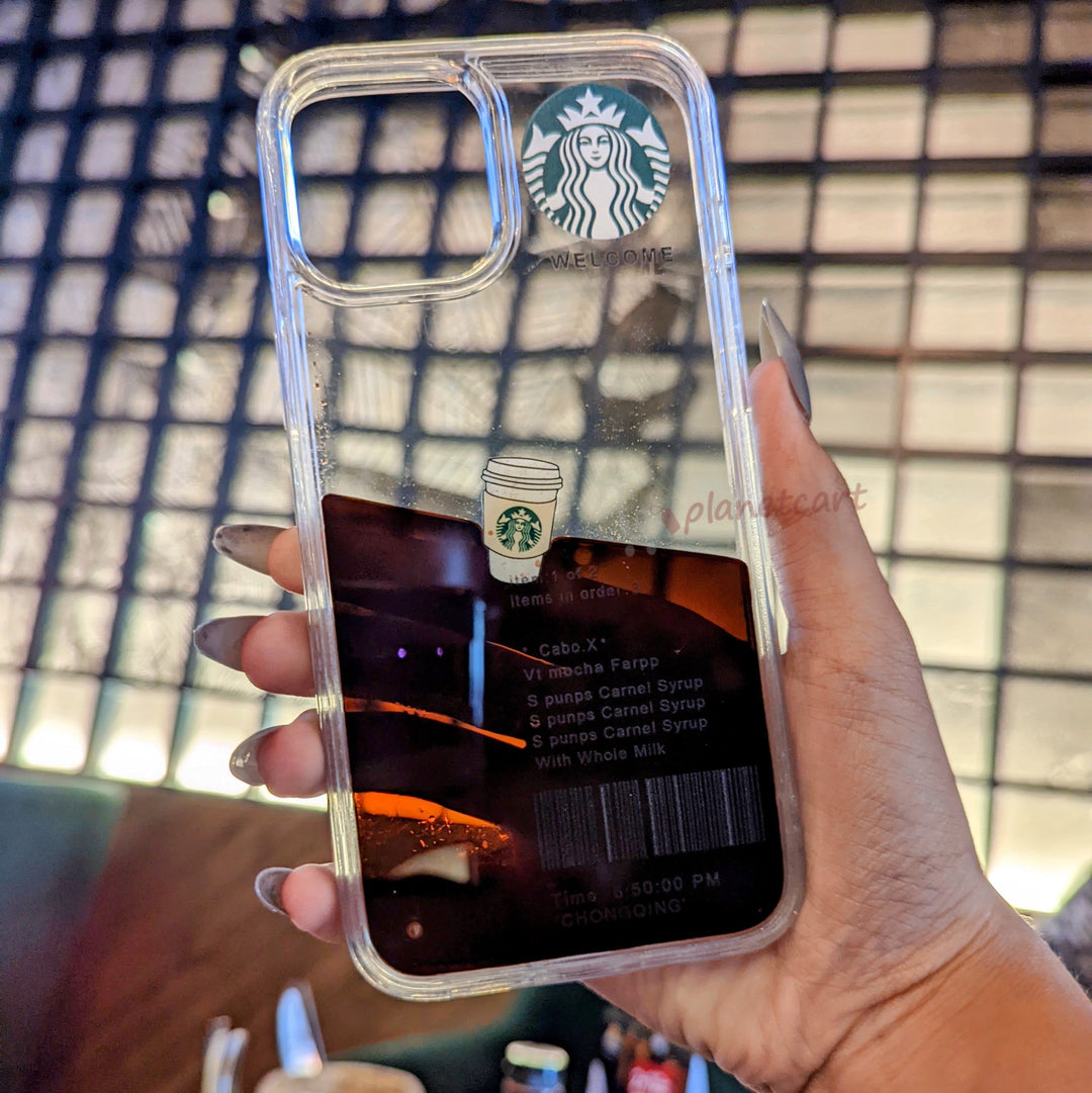 Crystal Clear Starbucks Floating Coffee Cup Case For iPhone 13 Pro