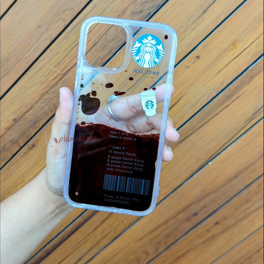 Crystal Clear Starbucks Floating Coffee Cup Case For iPhone 11