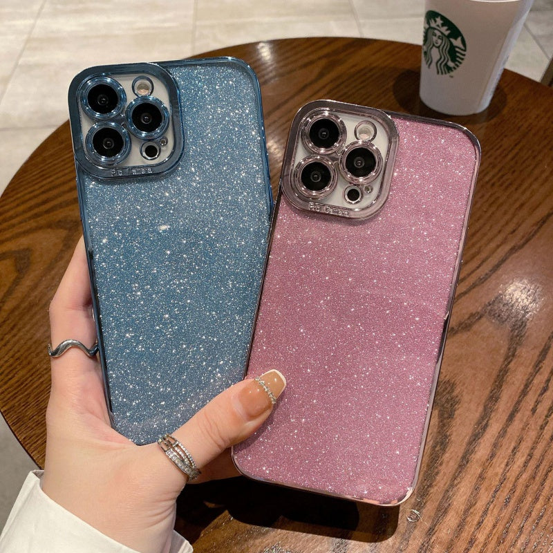 Luxury Glitter Transparent Square Bumper Back Case for iPhone 14 Pro