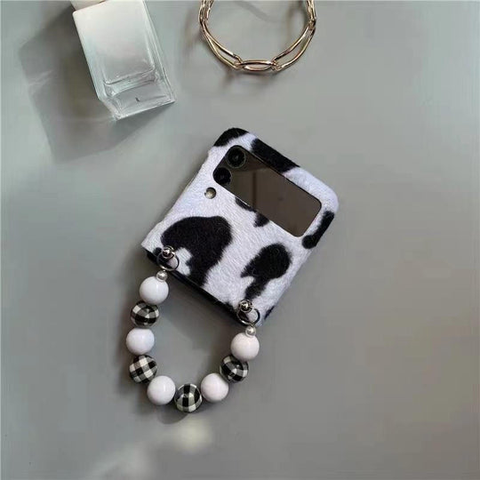 Premium White Black Print Bracelet Chain Phone Case for Samsung Galaxy Z Flip 3