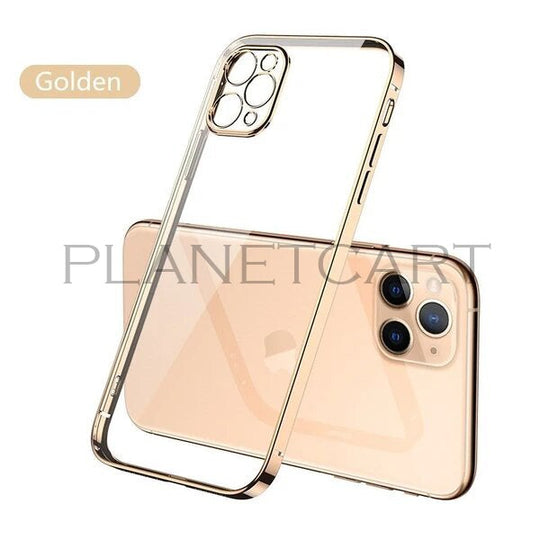 Luxury Square Silicon Clear Case With Camera Protection For iPhone 12 Pro