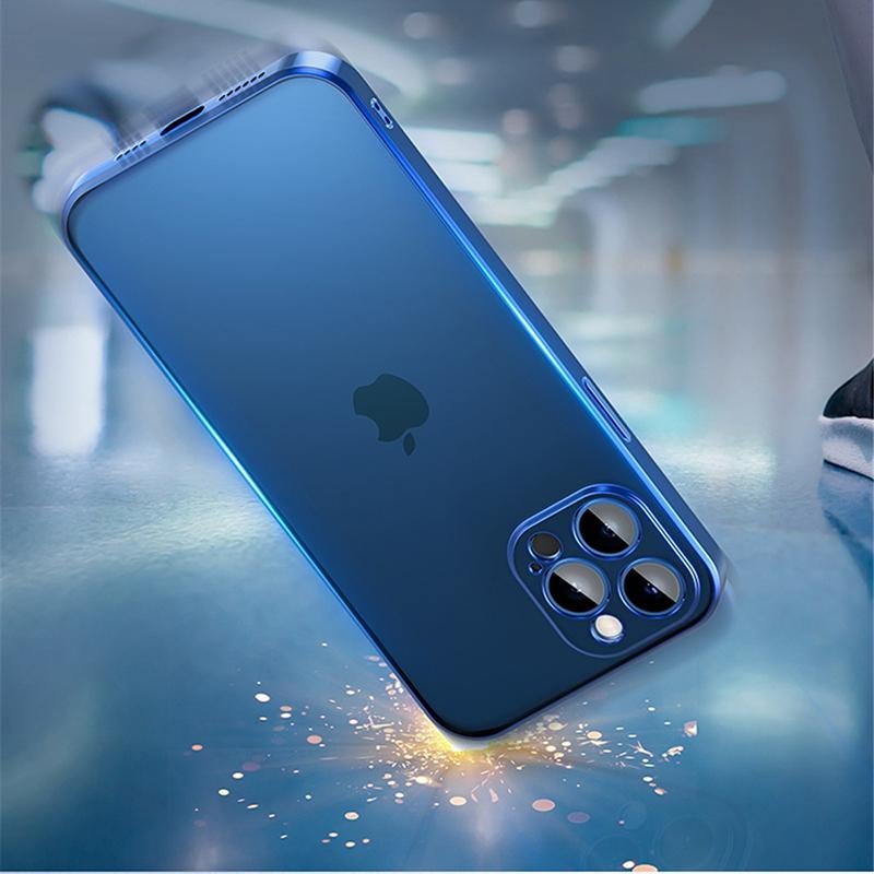 Premium Glossy Look Square Silicon Clear Blue Case For iPhone 13 Pro Max - planetcartonline