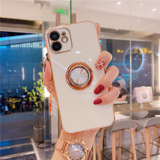 Luxurious Electroplating Ring Holder Soft Silicone Back Case  For iPhone 12