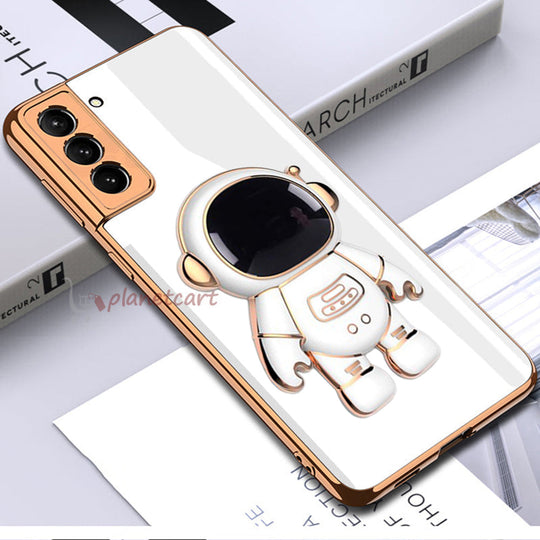 Astronaut Luxurious Gold Edge Back Case For Samsung Galaxy S22 Plus